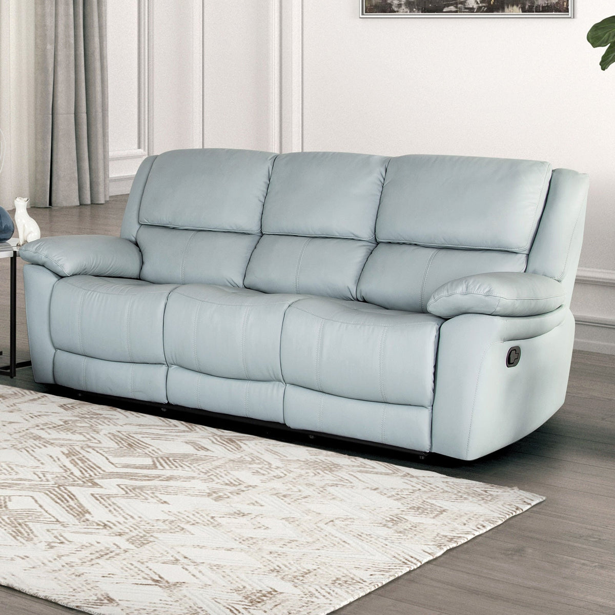 Glarus Powder Blue Transitional Reclining Living Room Set
