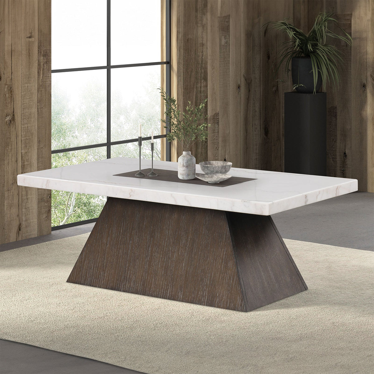 Grasten Dark Walnut/White Square Coffee Table