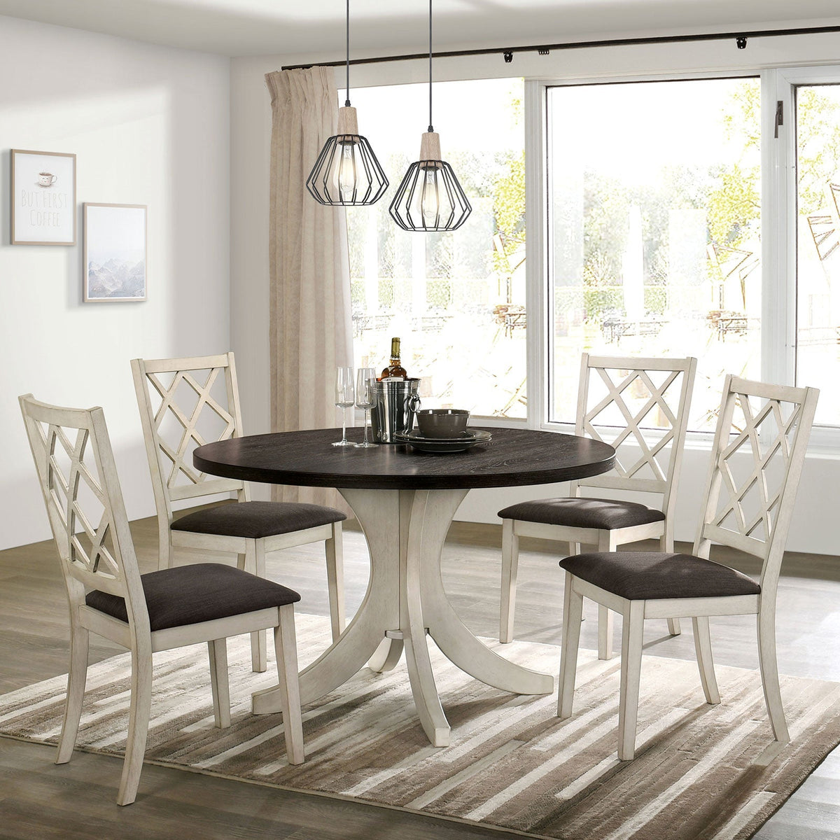 Haleigh Antique White/Gray Side Chair
