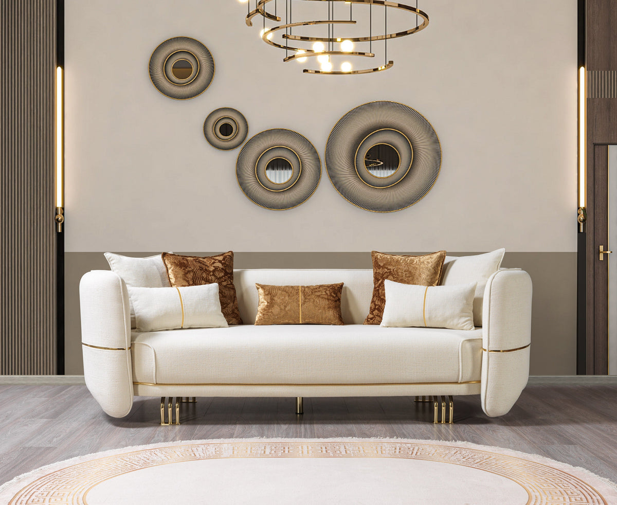 Helena Ivory Velvet 94" Sofa