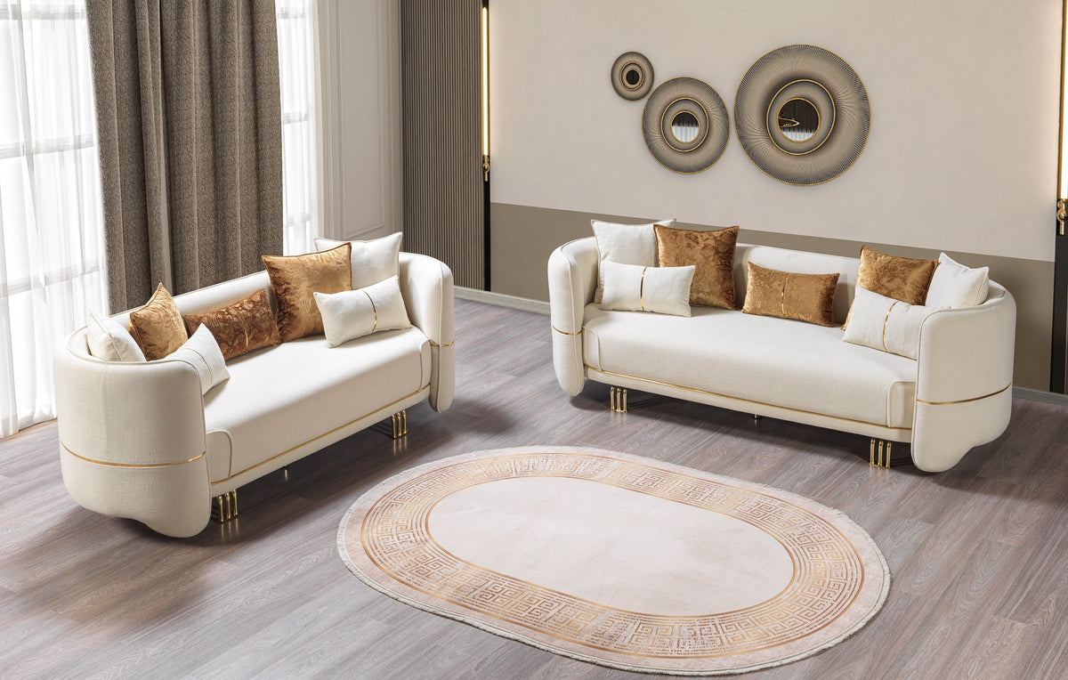Helena Ivory Velvet Living Room Set