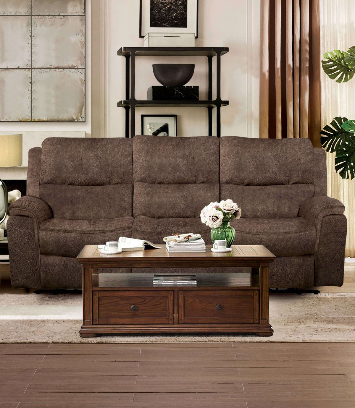 Henricus Dark Brown Transitional Reclining Living Room Set