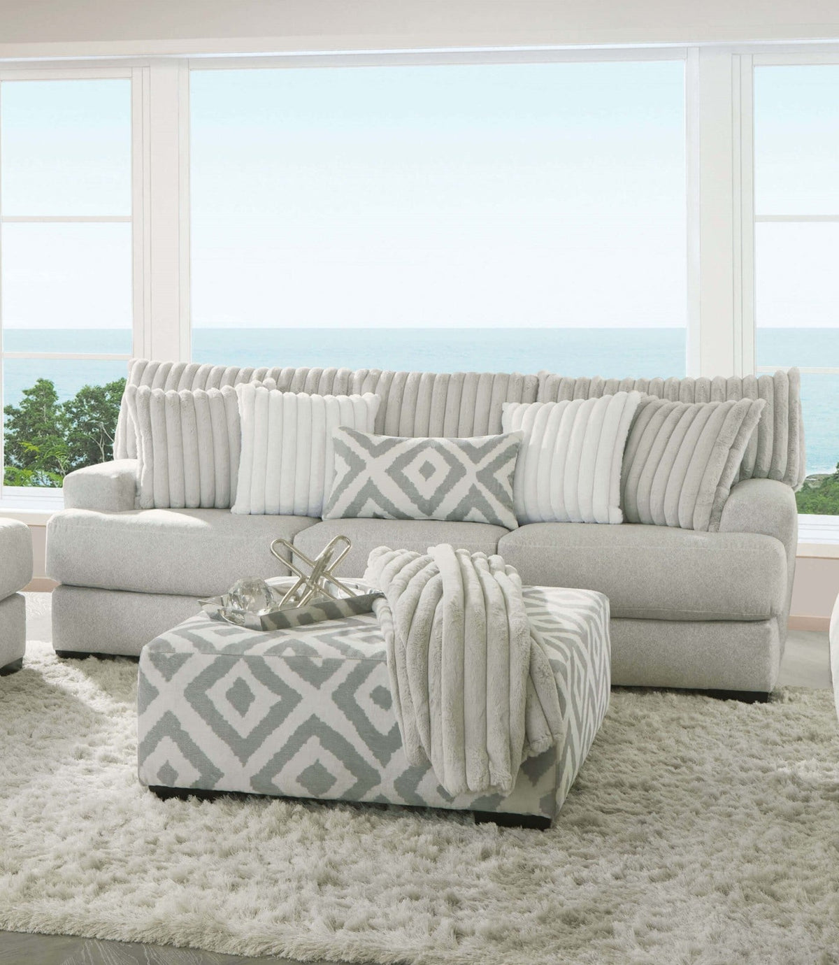 Hermilly Gray/Beige Transitional Living Room Set