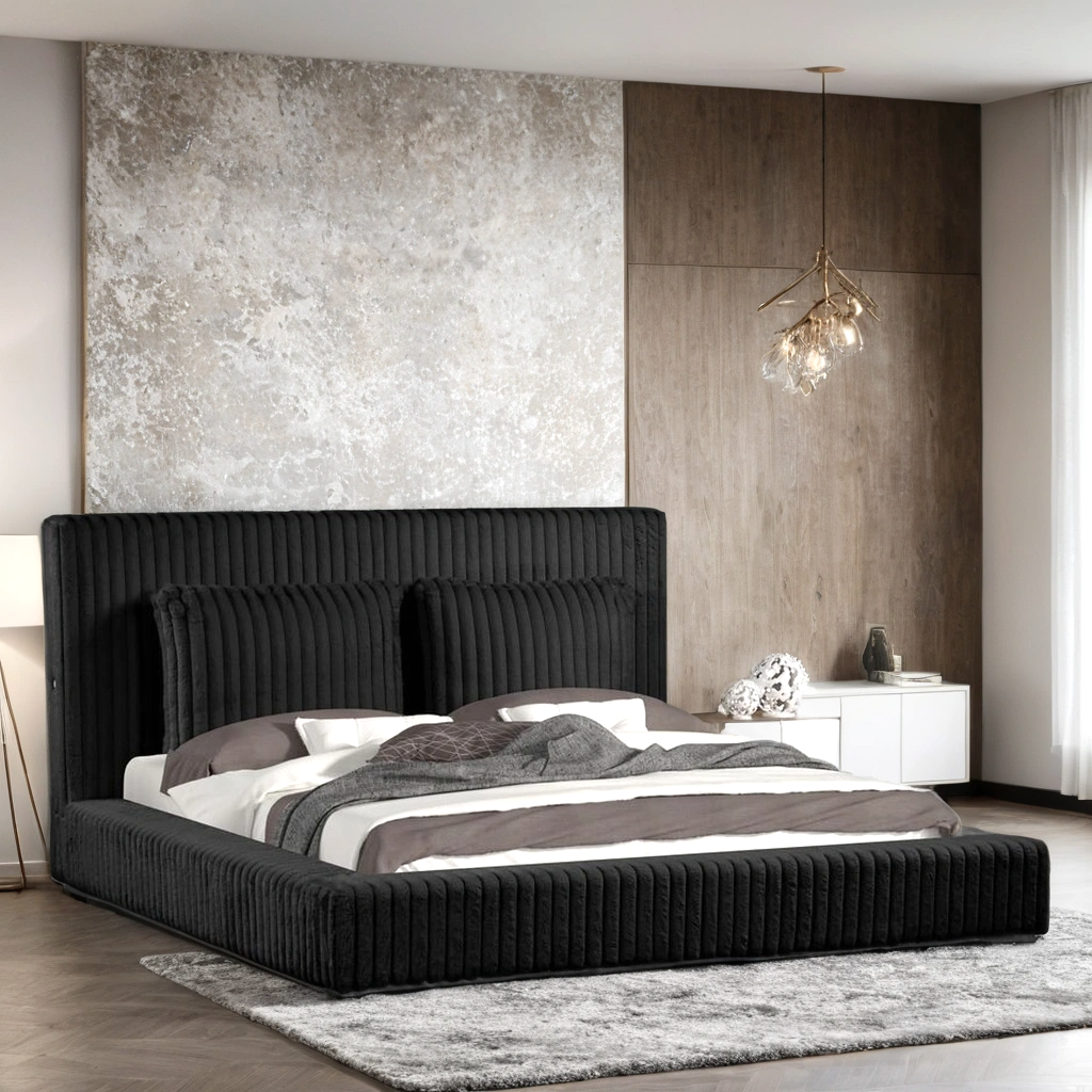 Lauren Beige Platform Bed (w/ USB PORTS) – Includes Mattress