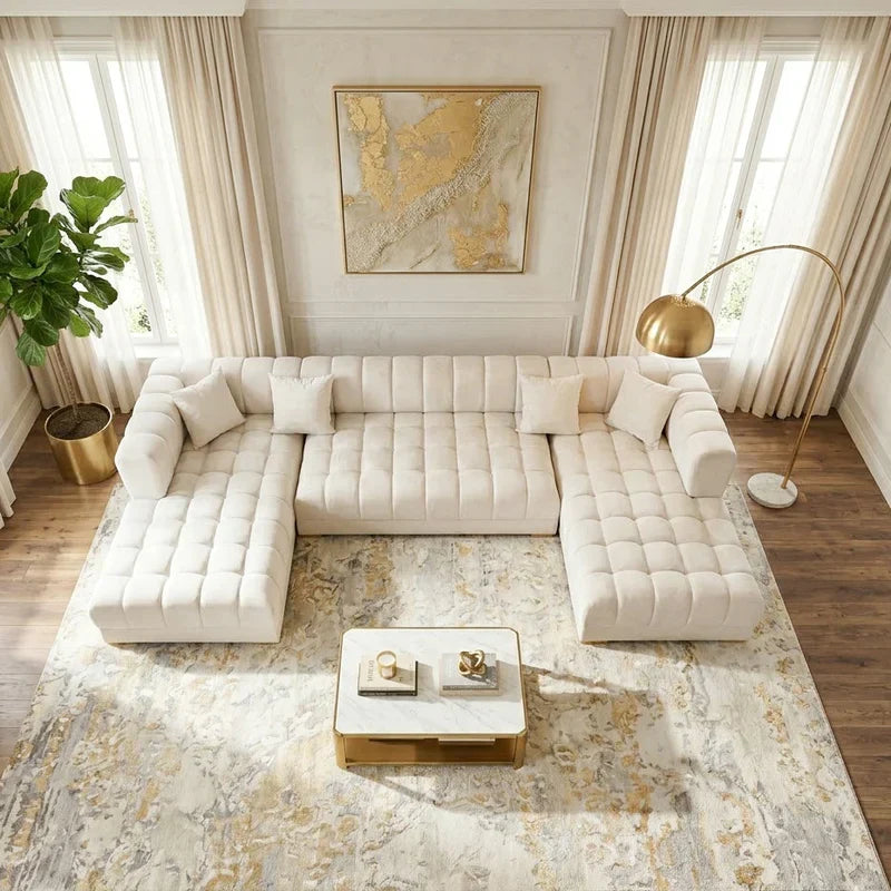 Grande Pearl Velvet Double Chaise Sectional