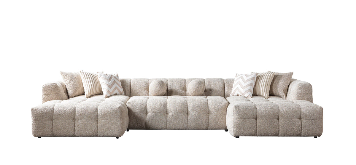 Opulent Dune Boucle Double Chaise Sectional