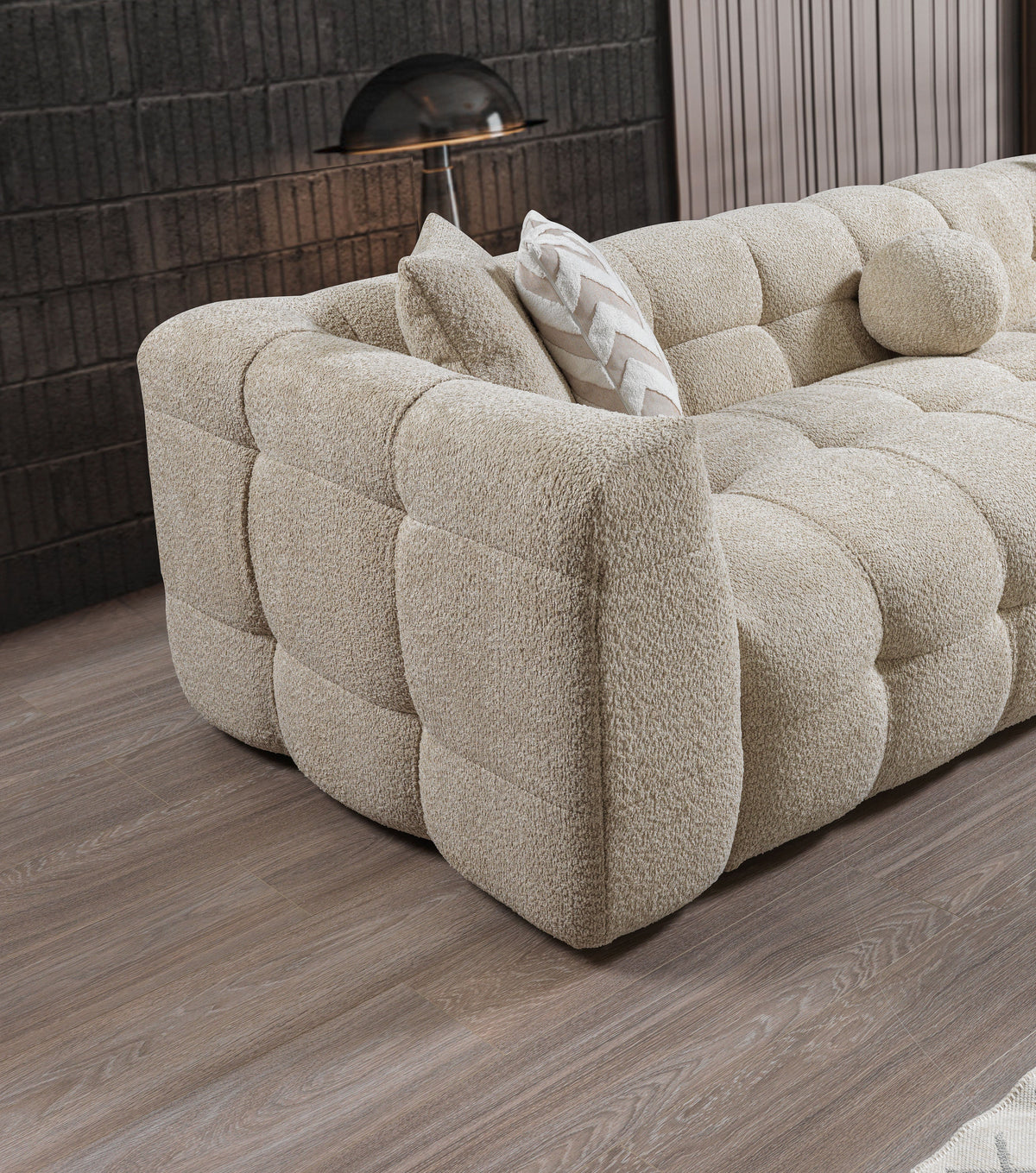 Ivy Sand Boucle RAF Chaise Sectional
