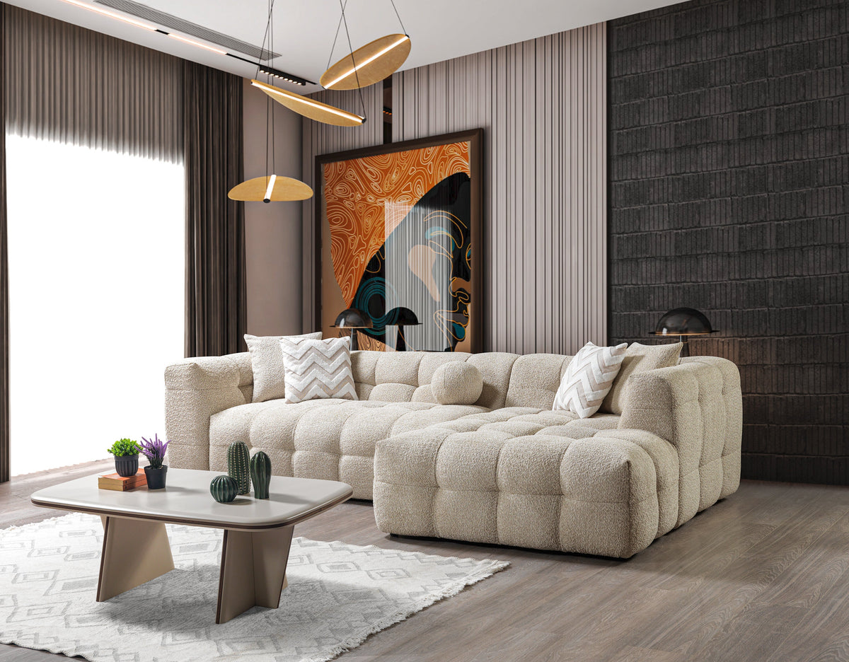 Ivy Sand Boucle RAF Chaise Sectional