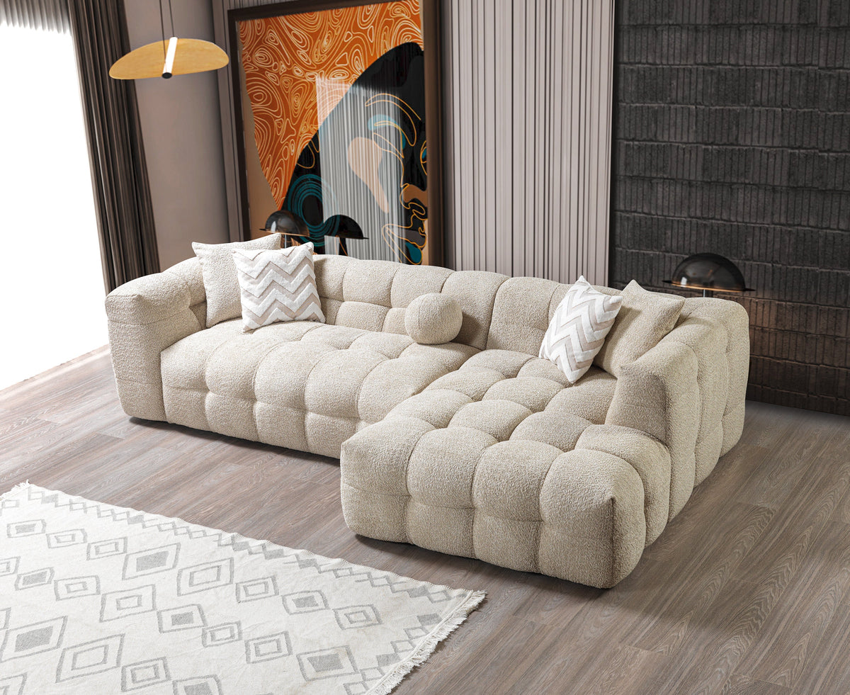 Ivy Sand Boucle RAF Chaise Sectional