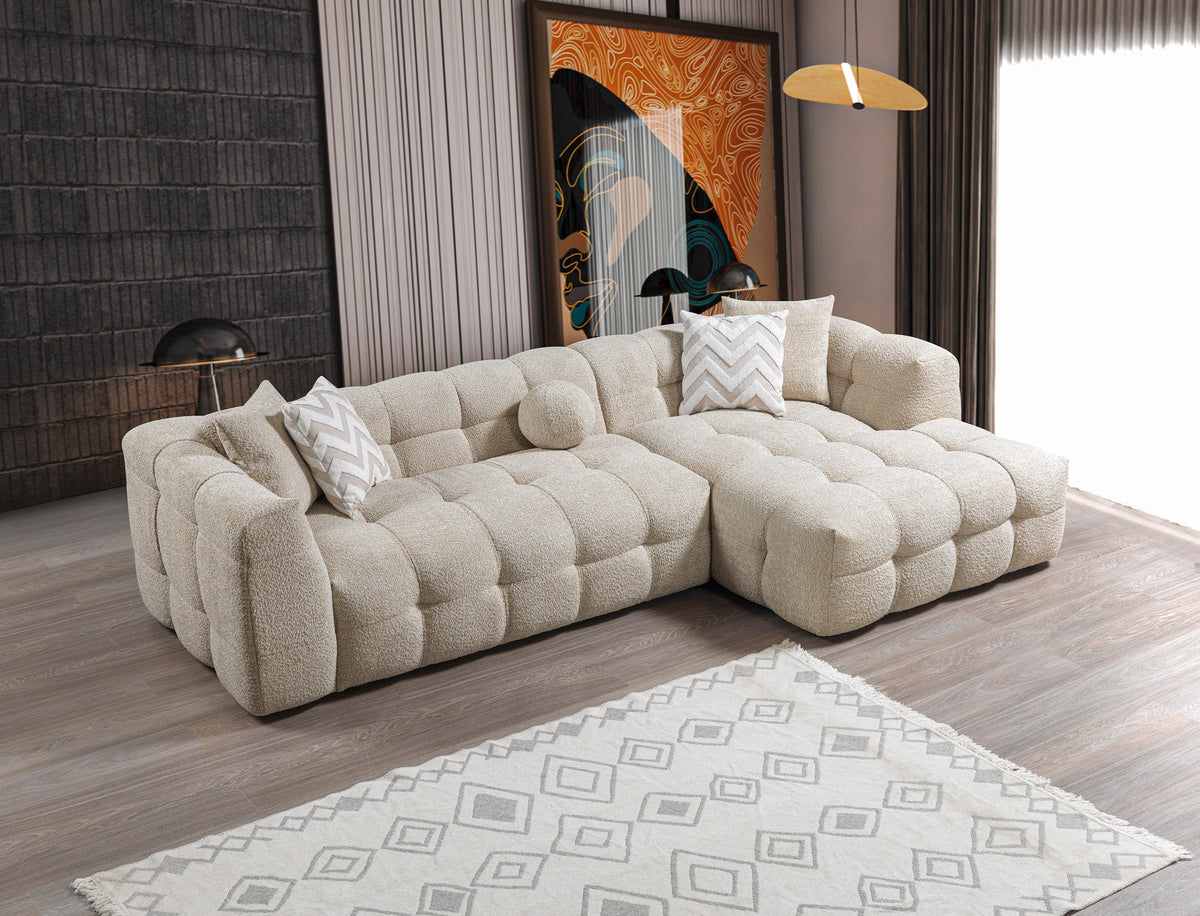 Ivy Sand Boucle RAF Chaise Sectional