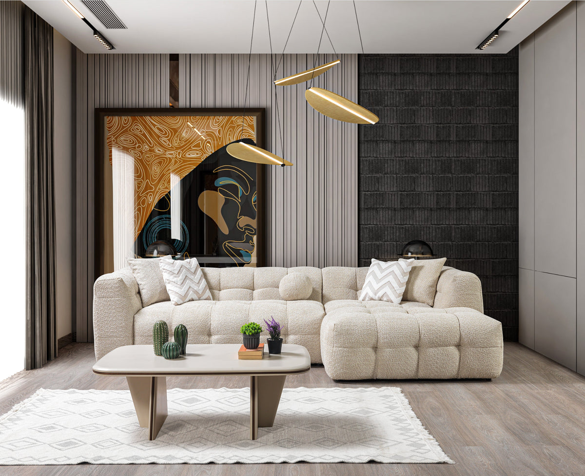 Ivy Sand Boucle RAF Chaise Sectional