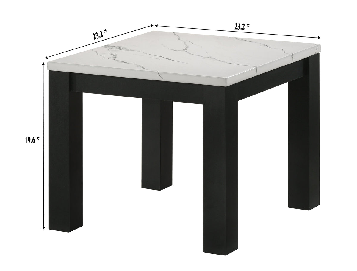 Ivy White Faux Marble 3-Piece Cocktail Set
