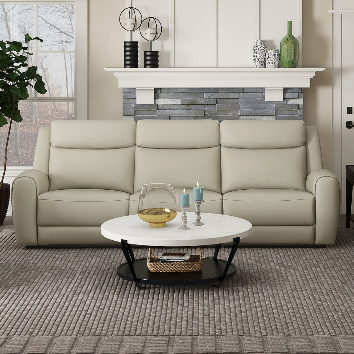 Jacobus Beige Transitional Reclining Living Room Set