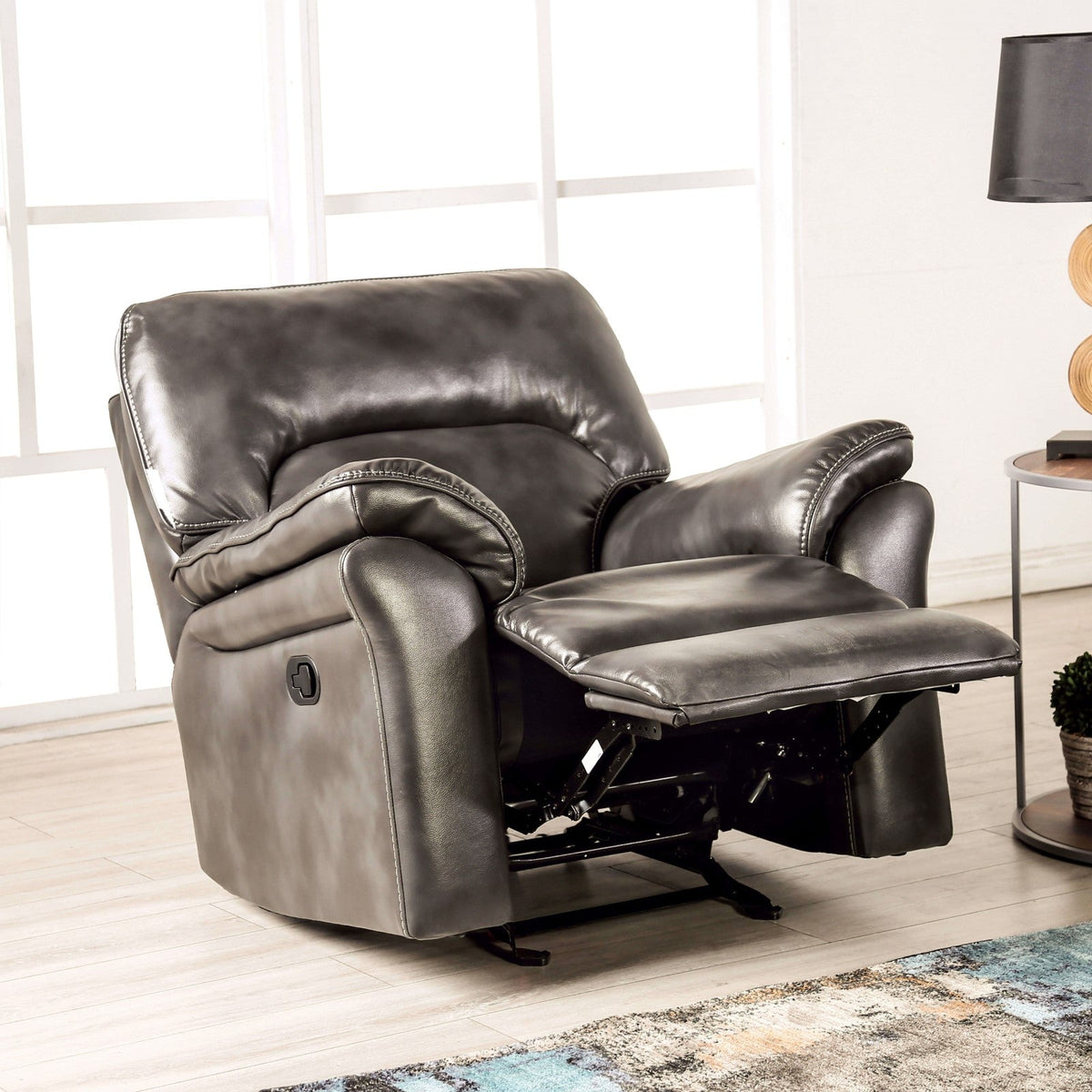 Josias Dark Gray Transitional Reclining Living Room Set