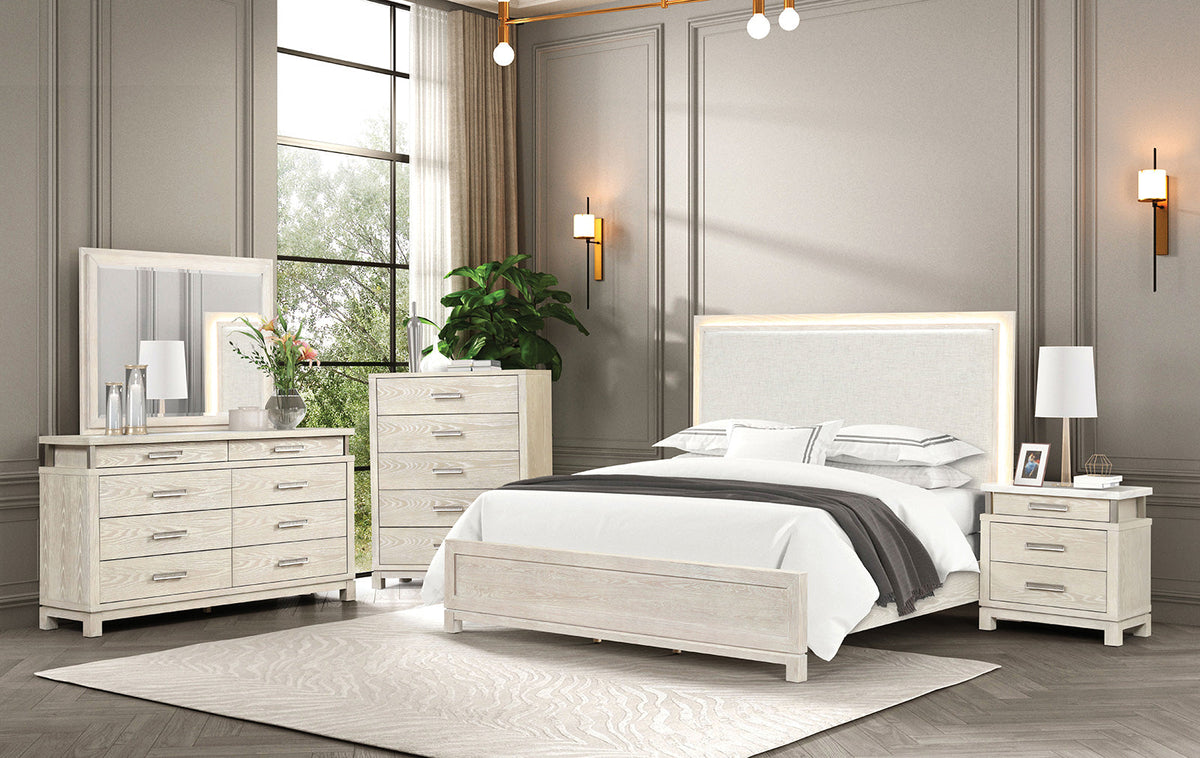 Lafayette Weathered Gray LED Queen Panel Bed