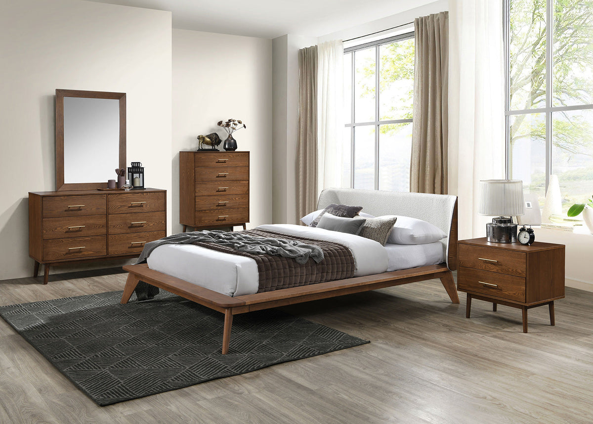 Lenzburg Walnut/Beige Queen Platform Bed