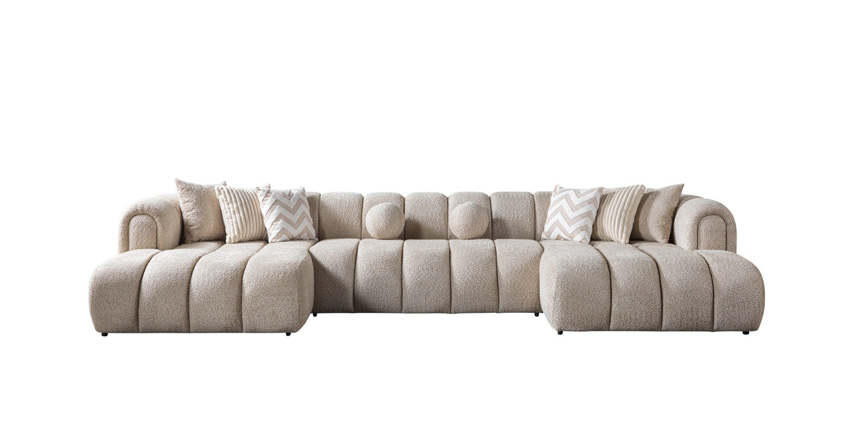 Royale Sand Boucle Double Chaise Sectional