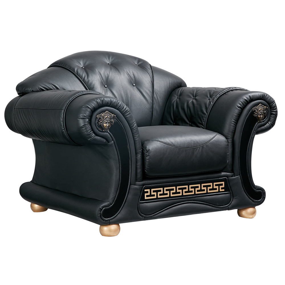 Apolo Black Italian Leather Chair