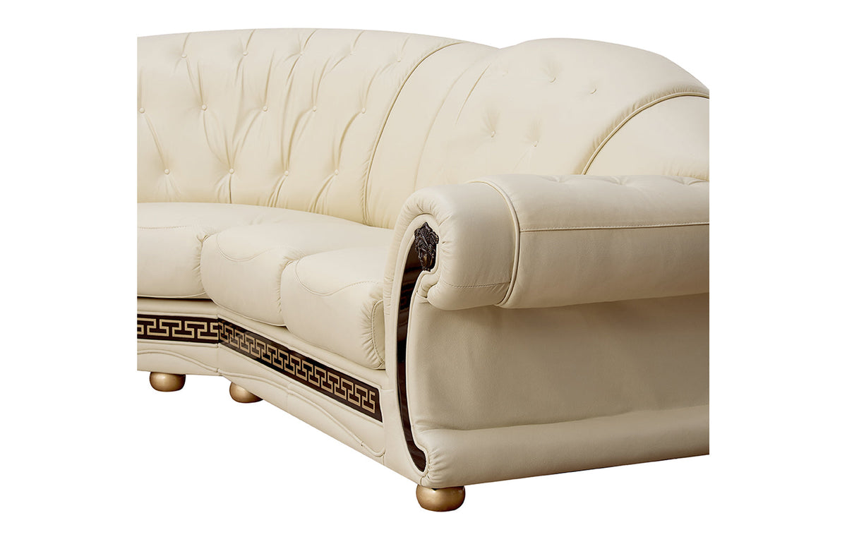 Apolo Ivory Italian Leather LAF Sectional