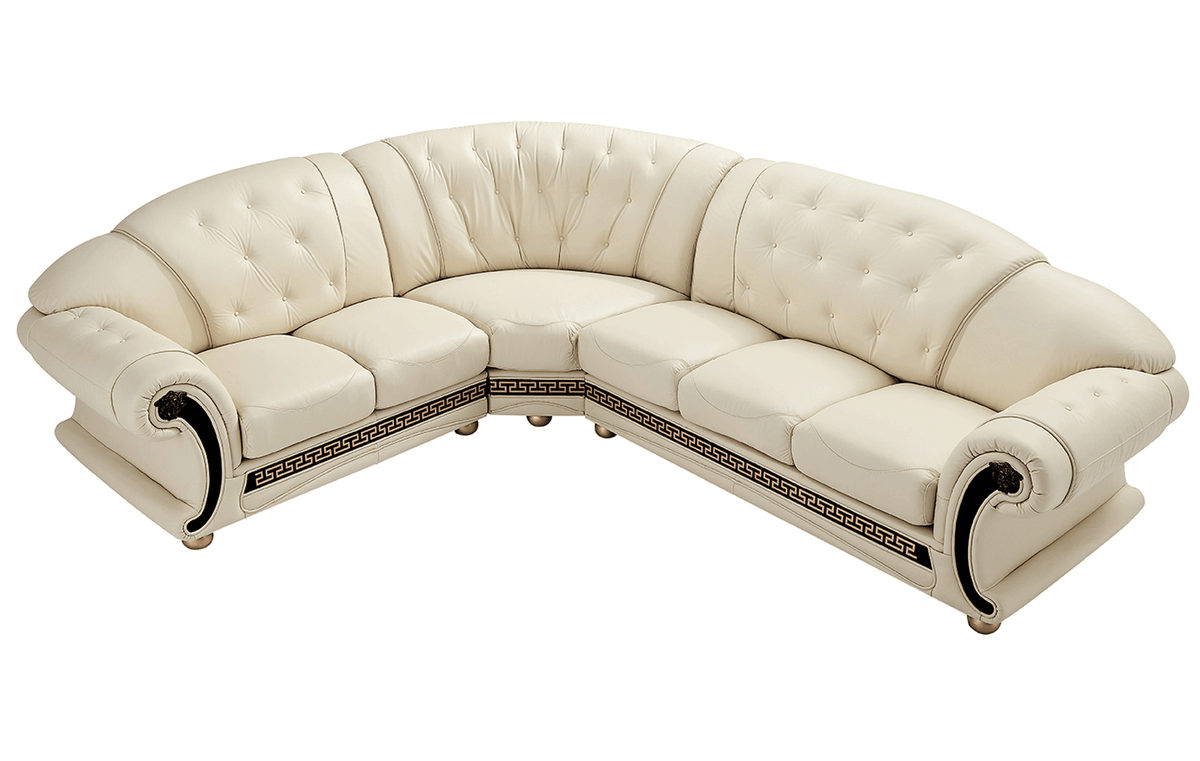 Apolo Ivory Italian Leather RAF Sectional