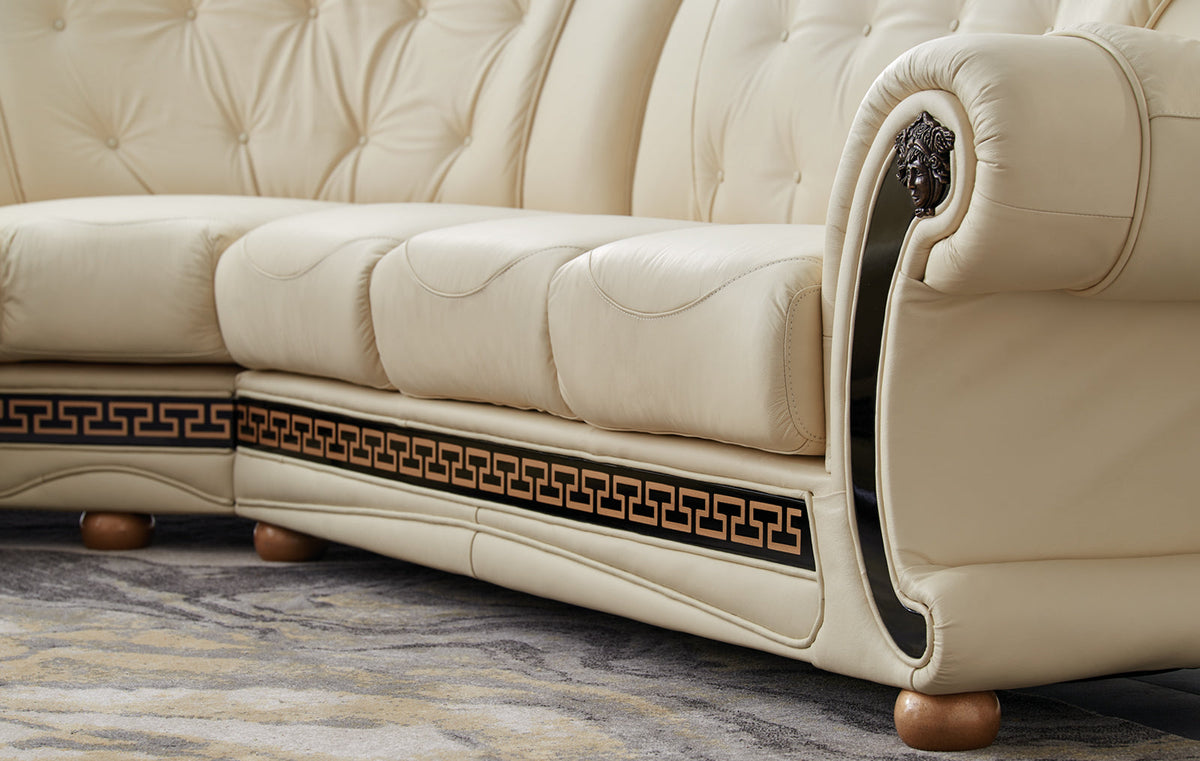 Apolo Ivory Italian Leather RAF Sectional