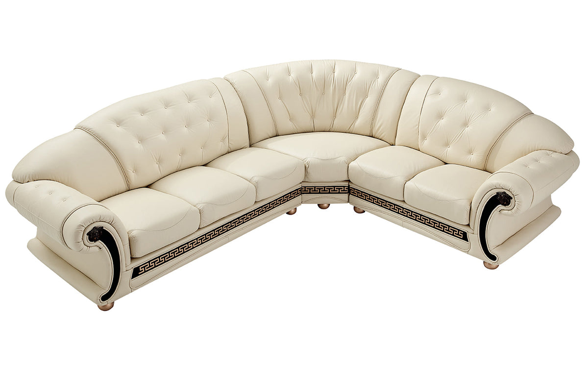 Apolo Ivory Italian Leather RAF Sectional