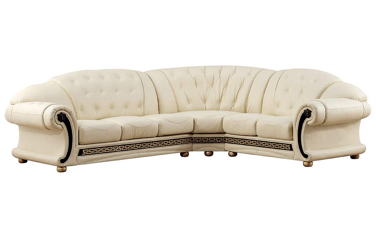 Apolo Ivory Italian Leather RAF Sectional