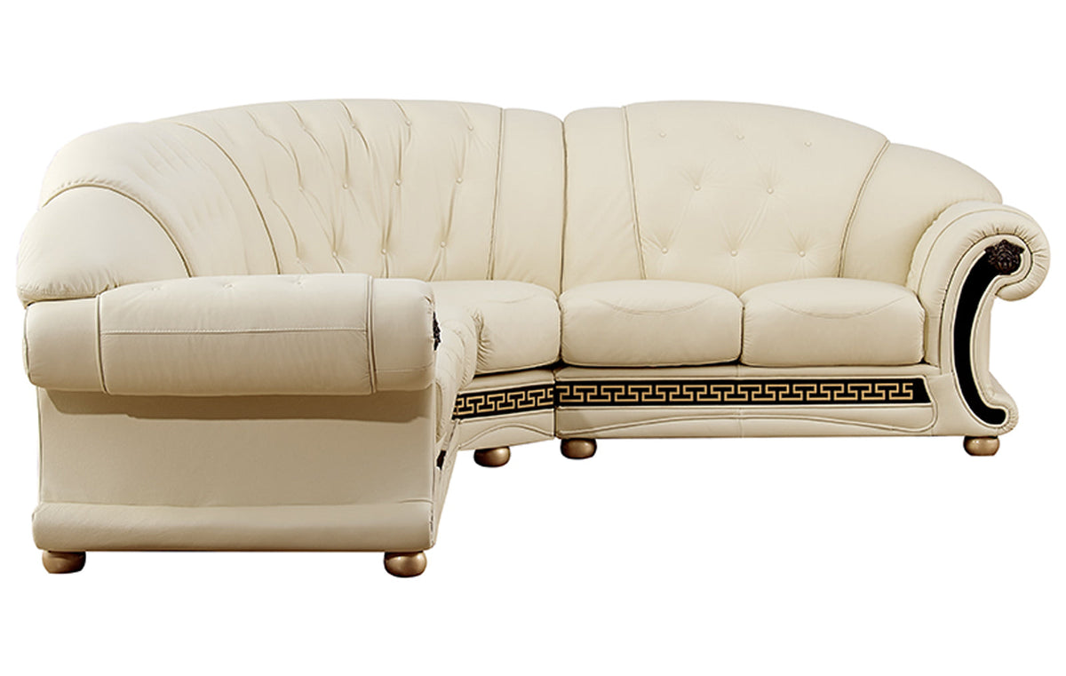 Apolo Ivory Italian Leather RAF Sectional