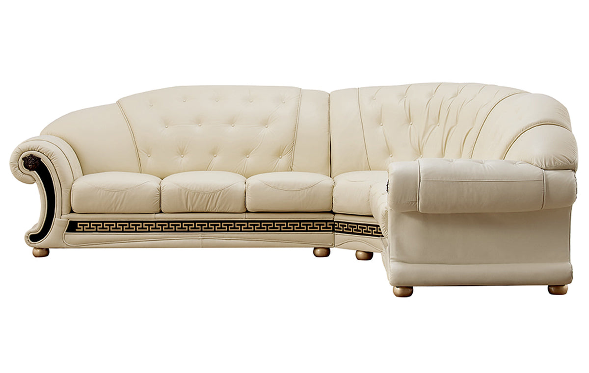 Apolo Ivory Italian Leather LAF Sectional