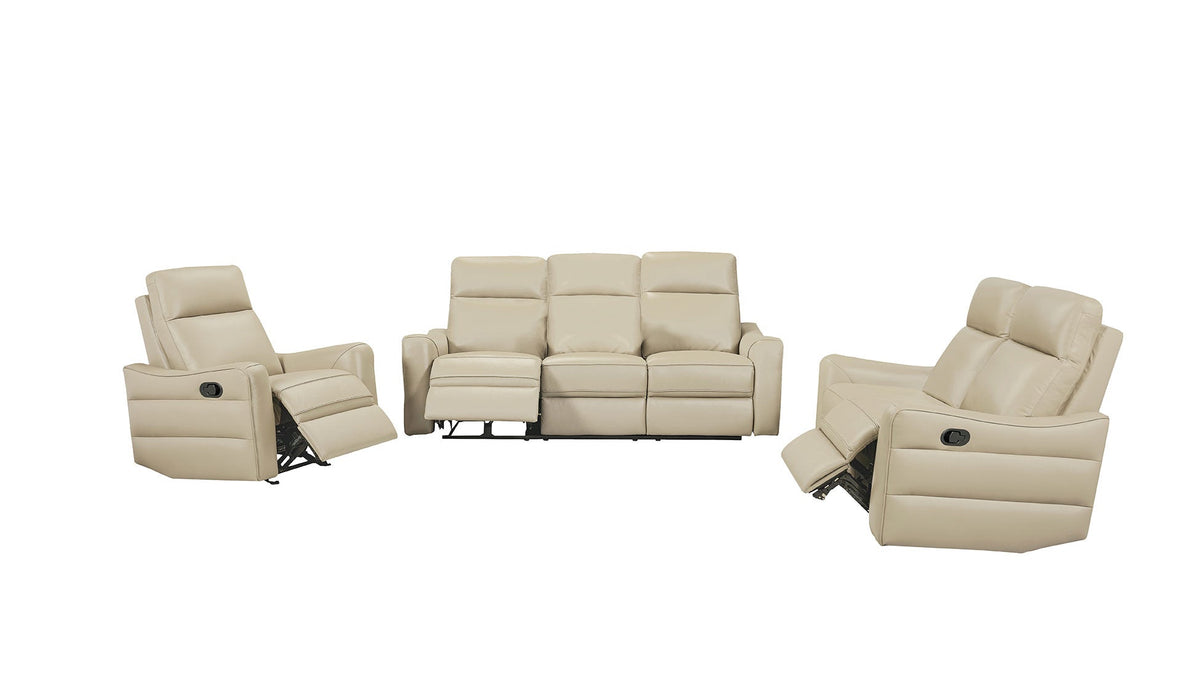 3517 Cream Top-grain Leather Reclining Loveseat