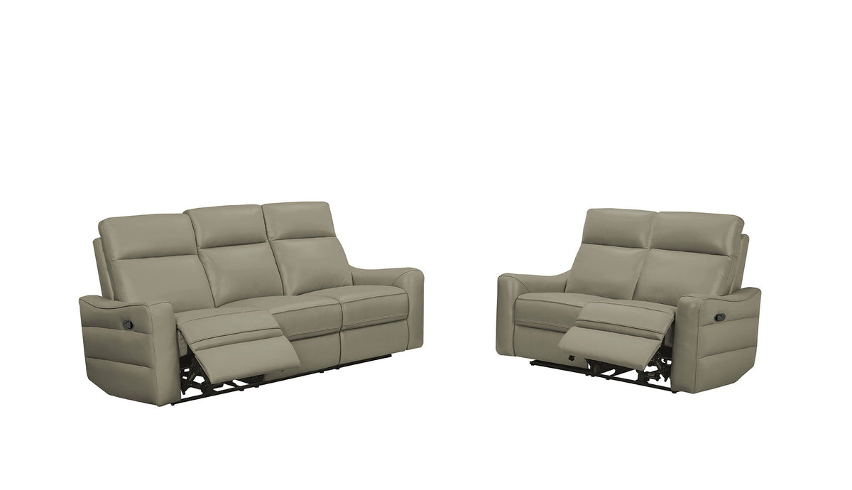 3517 Grey/Silver Top-grain Leather Reclining Sofa