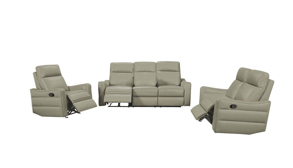 3517 Grey/Silver Top-grain Leather Reclining Sofa
