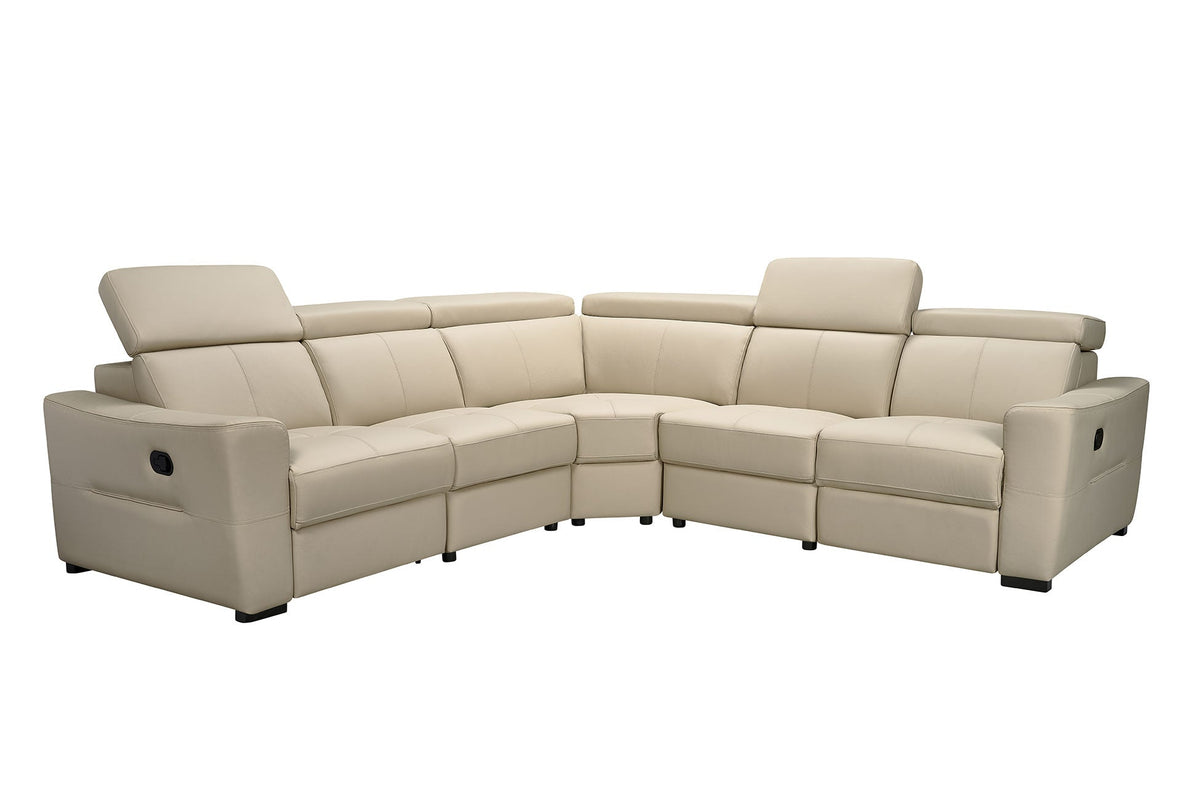 6021 Light Beige Top-grain Leather Reclining Sectional