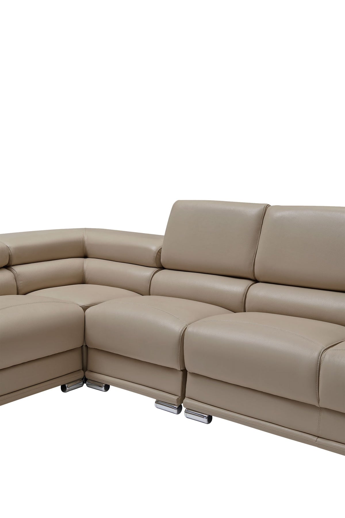 2119 Light Beige 4-Piece Top-Grain Leather Sectional