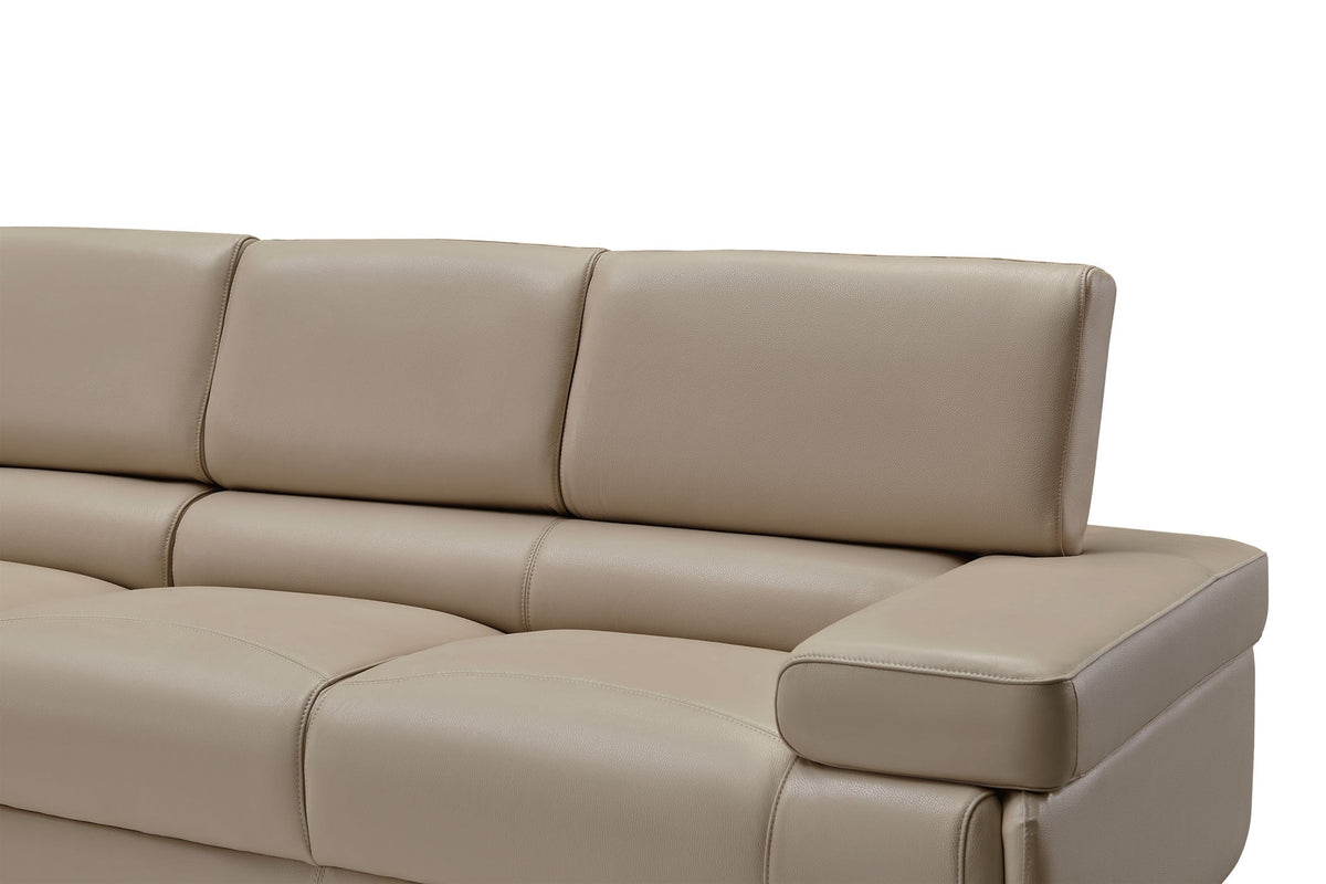 2119 Light Beige 4-Piece Top-Grain Leather Sectional