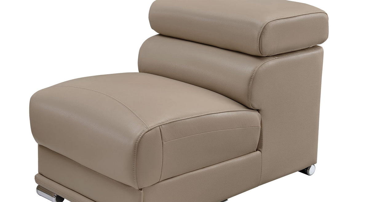 2119 Light Beige 4-Piece Top-Grain Leather Sectional