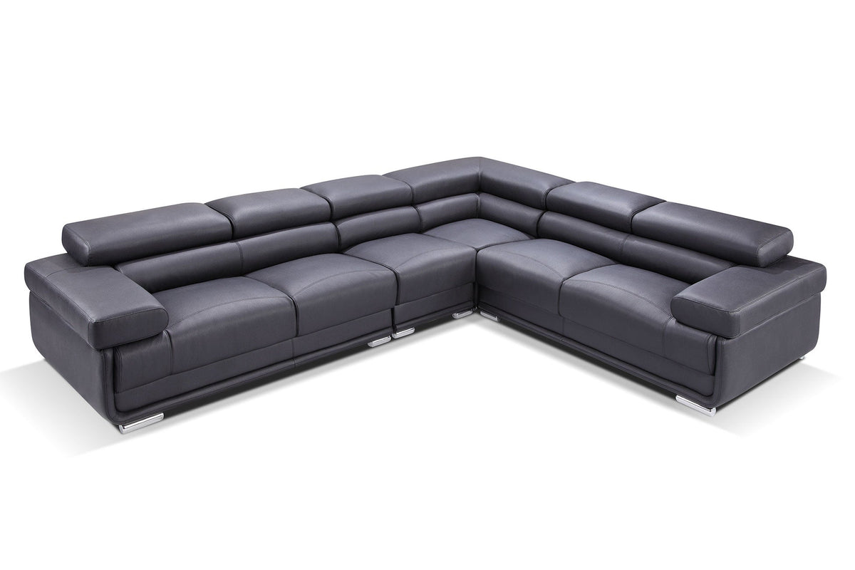 2119 Black 4-Piece Top-Grain Leather Sectional
