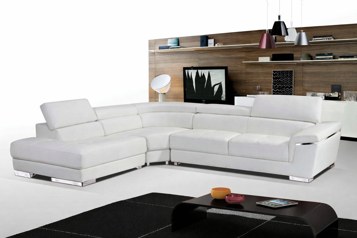 2383 White Top-grain Leather LAF Sectional