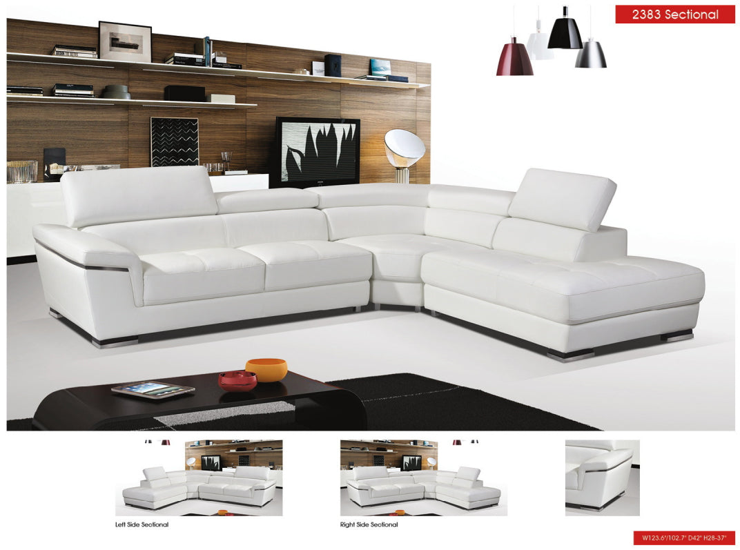 2383 White Top-grain Leather RAF Sectional
