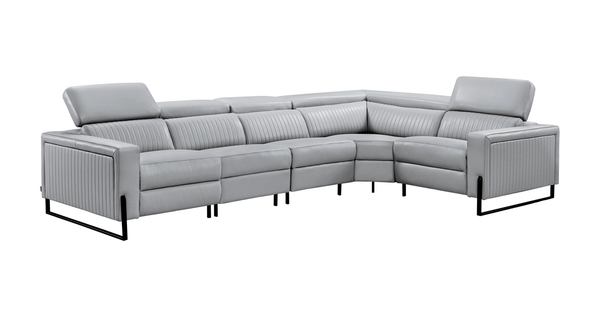 2787 Grey/Silver Top-grain Leather Power Reclining Sectional