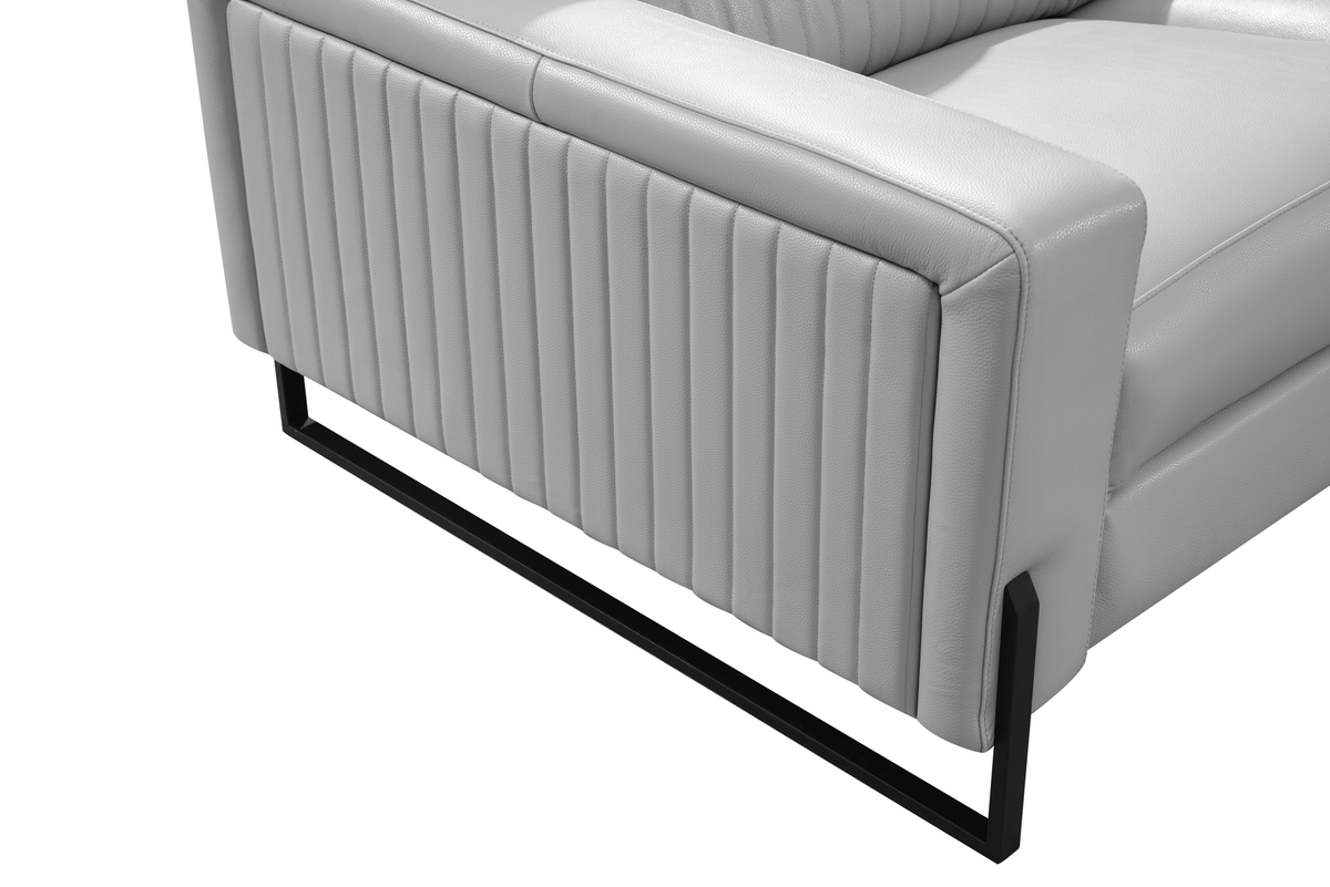 2787 Grey/Silver Top-grain Leather Power Reclining Sectional