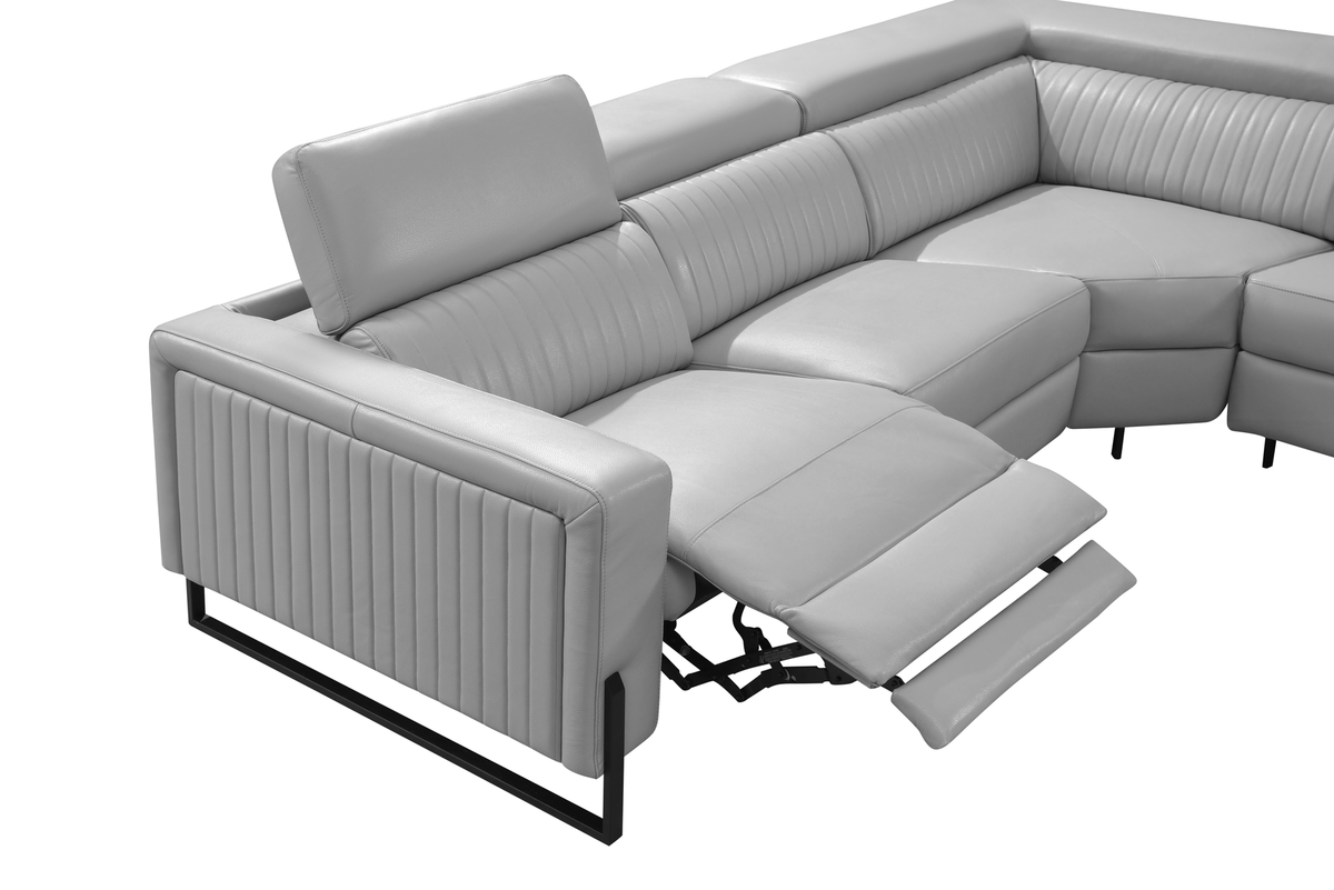 2787 Grey/Silver Top-grain Leather Power Reclining Sectional