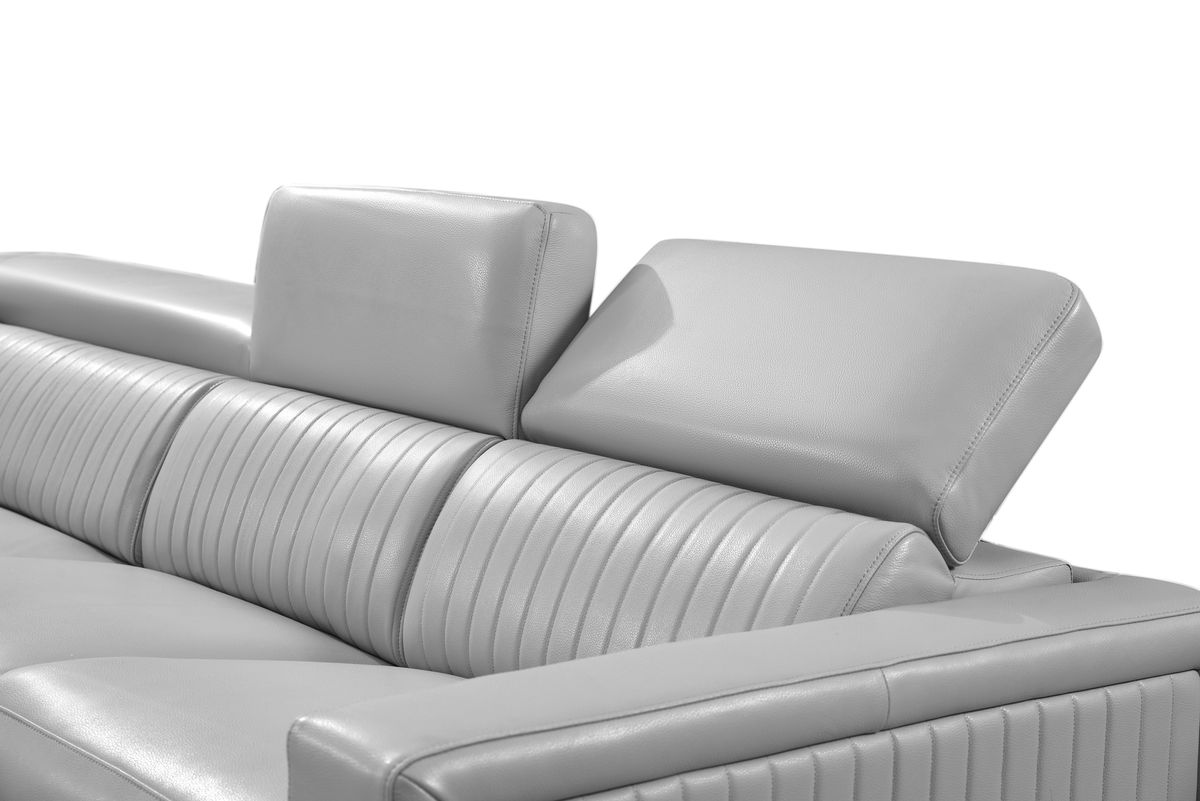 2787 Grey/Silver Top-grain Leather Power Reclining Sectional