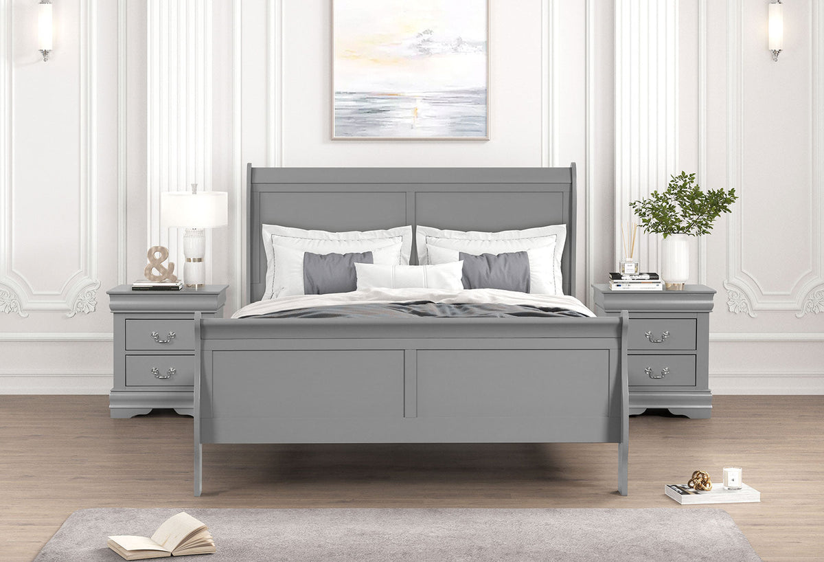 Louis Philippe Gray Queen Bed
