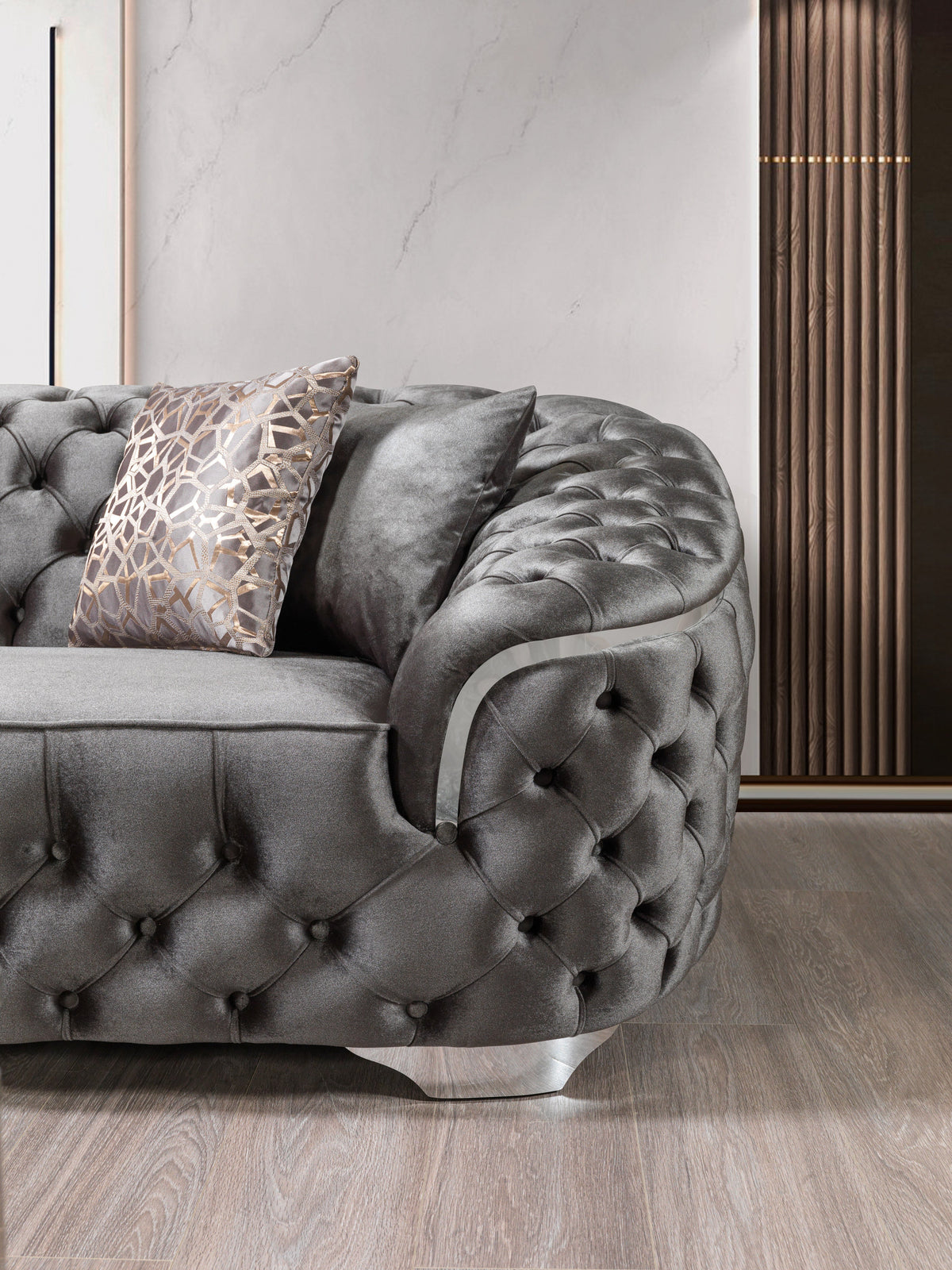 Lupino Gray Velvet Sofa & Loveseat