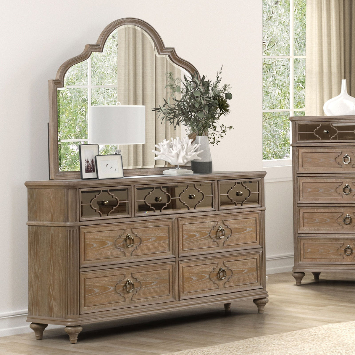 Lyris Rustic Oak Transitional Bedroom Set