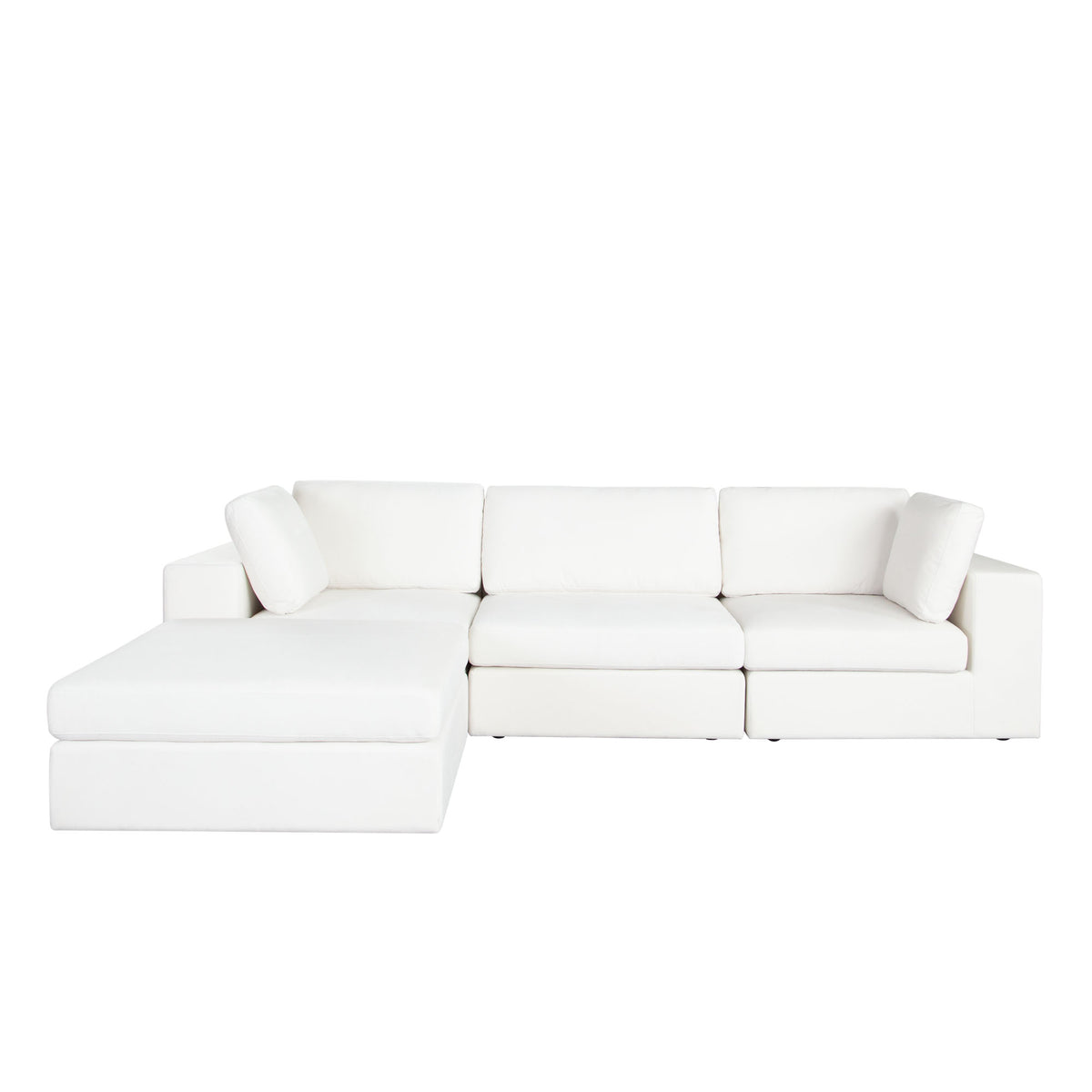 Muse 4PC Modular Reversible Chaise Sectional in Mist White Performance Fabric