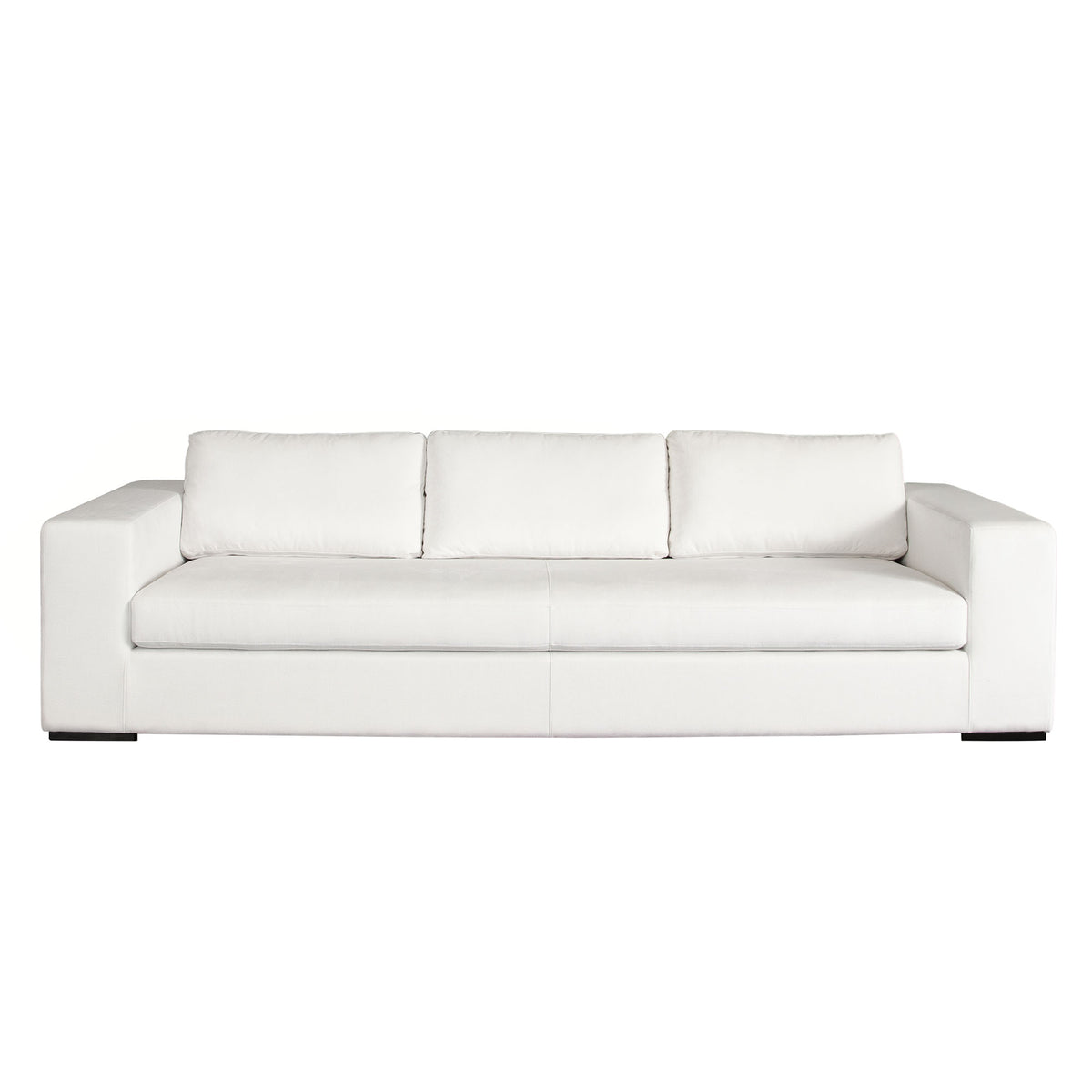 Muse Sofa in Mist White Performance Fabric w/ (4) Black Accent Pillows