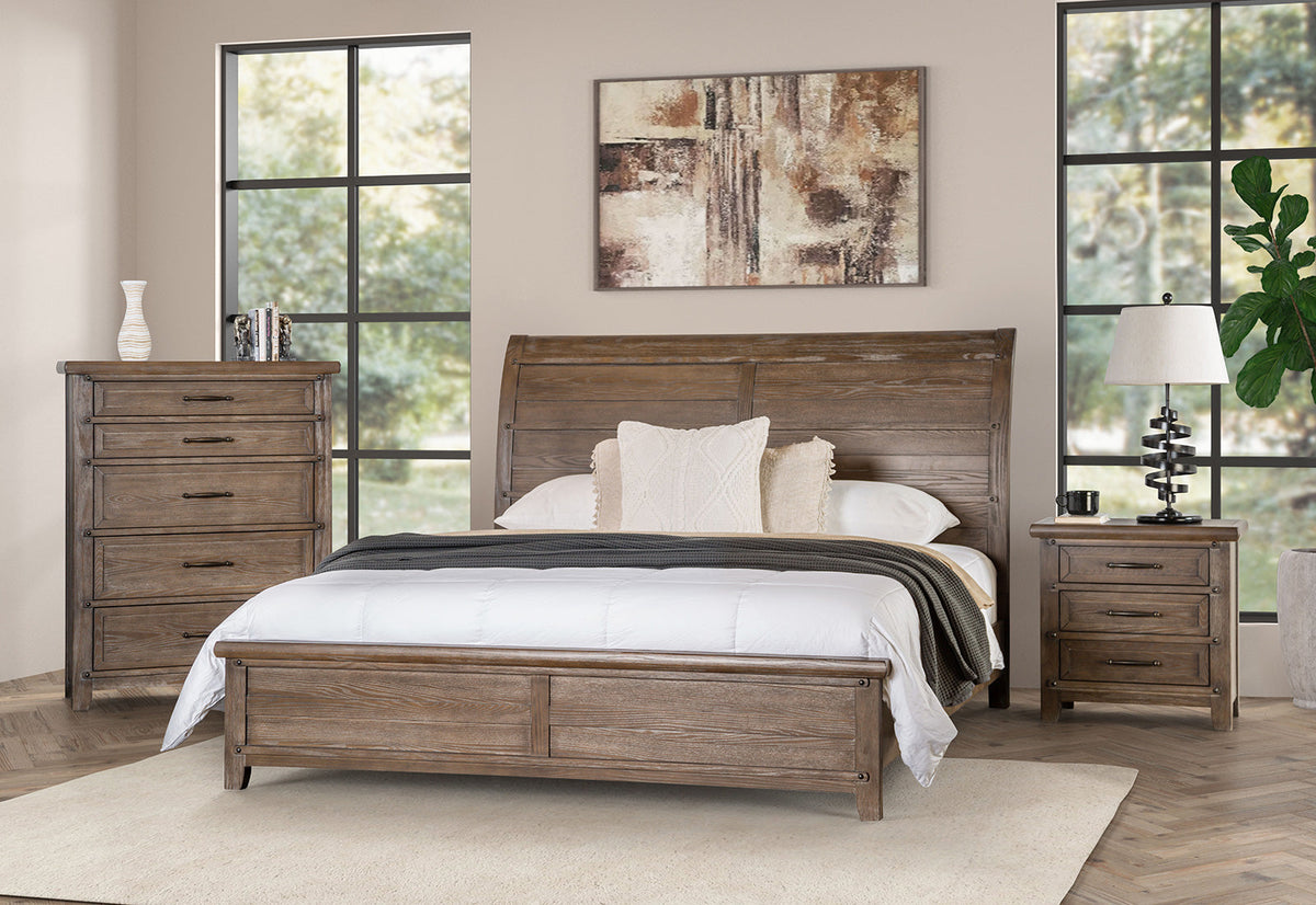 Merthyr Brown Transitional Bedroom Set