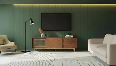 Milana TV Console (Walnut Gold)